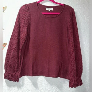 Texture and Thread (Madewell) Eyelet Mix Ruffle Sleeve Blouse